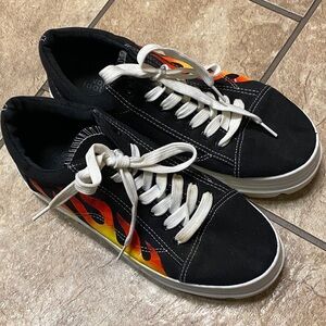Koi Footwear Black with Flame Platform Sneakers Size 9